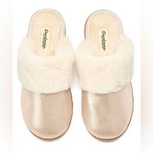 Dearfoams Cozy Comfort Women’s Metallic Microsuede Slippers